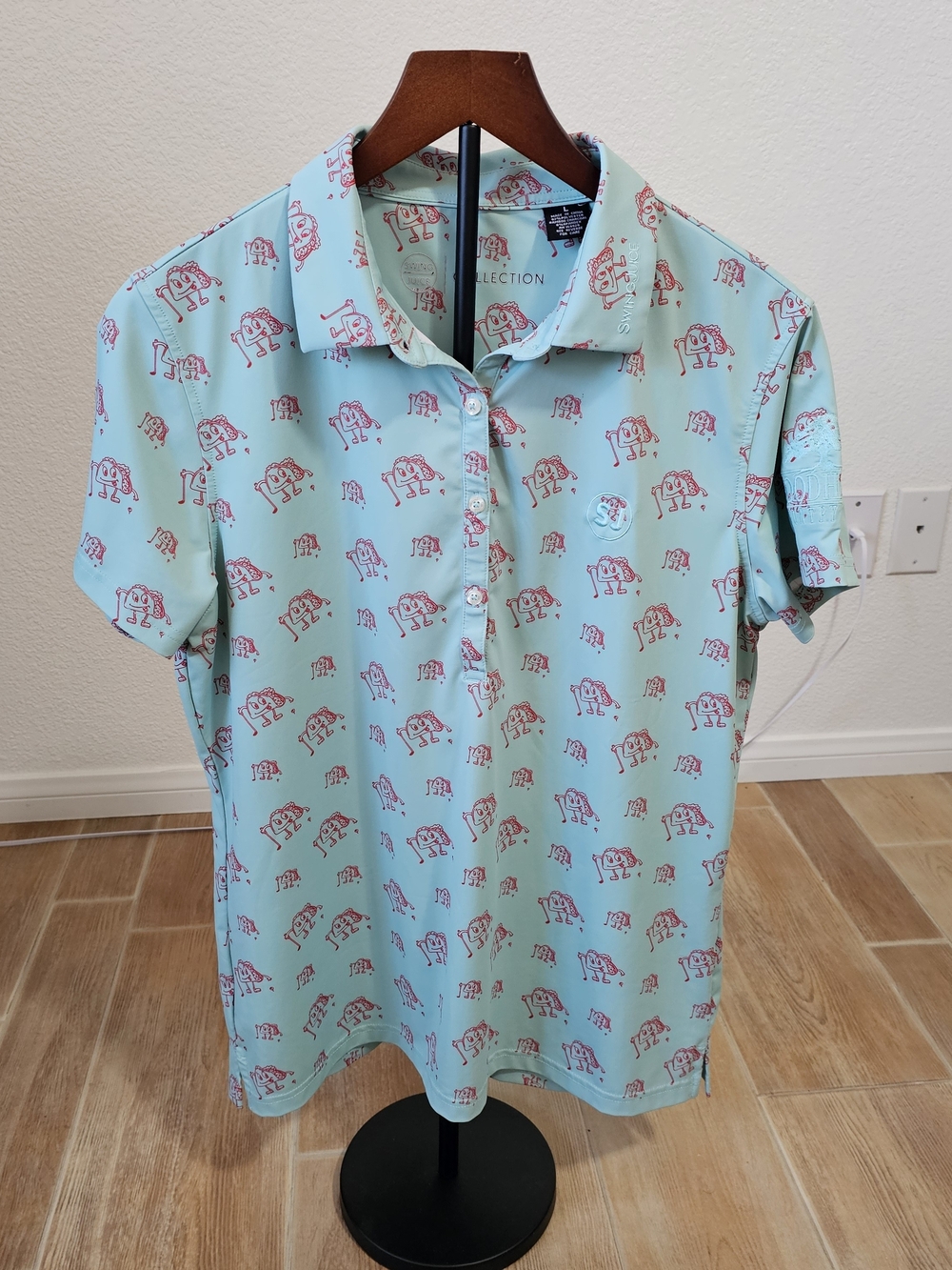 Swing Juice Women's Golf Polo, All-over Taco Print, Size Large